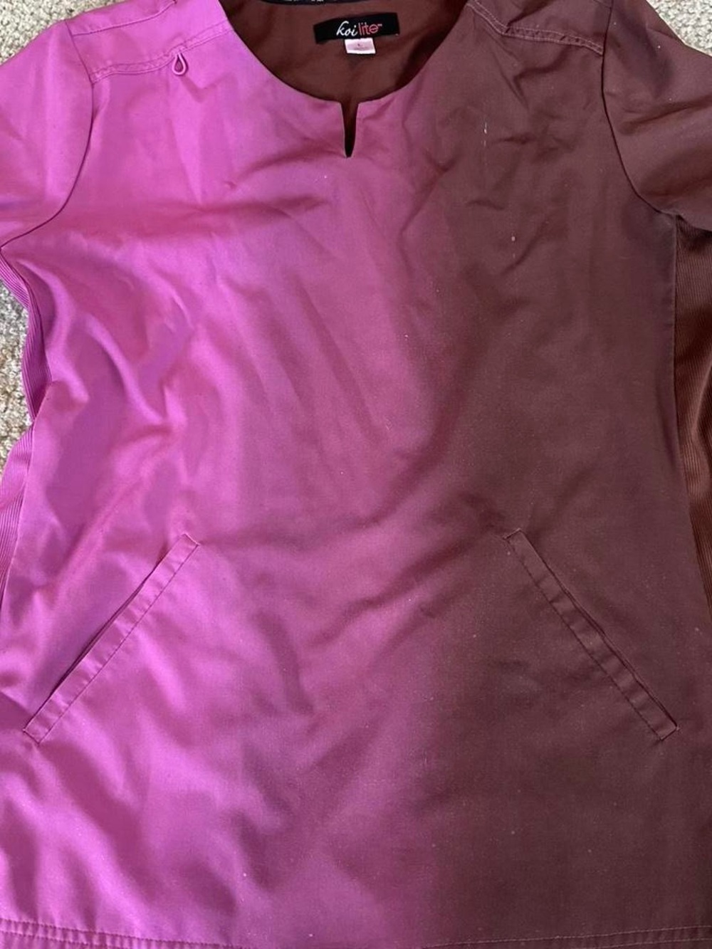 Koi Lite Two-Tone Pink Scrub Top SIZE LARGE